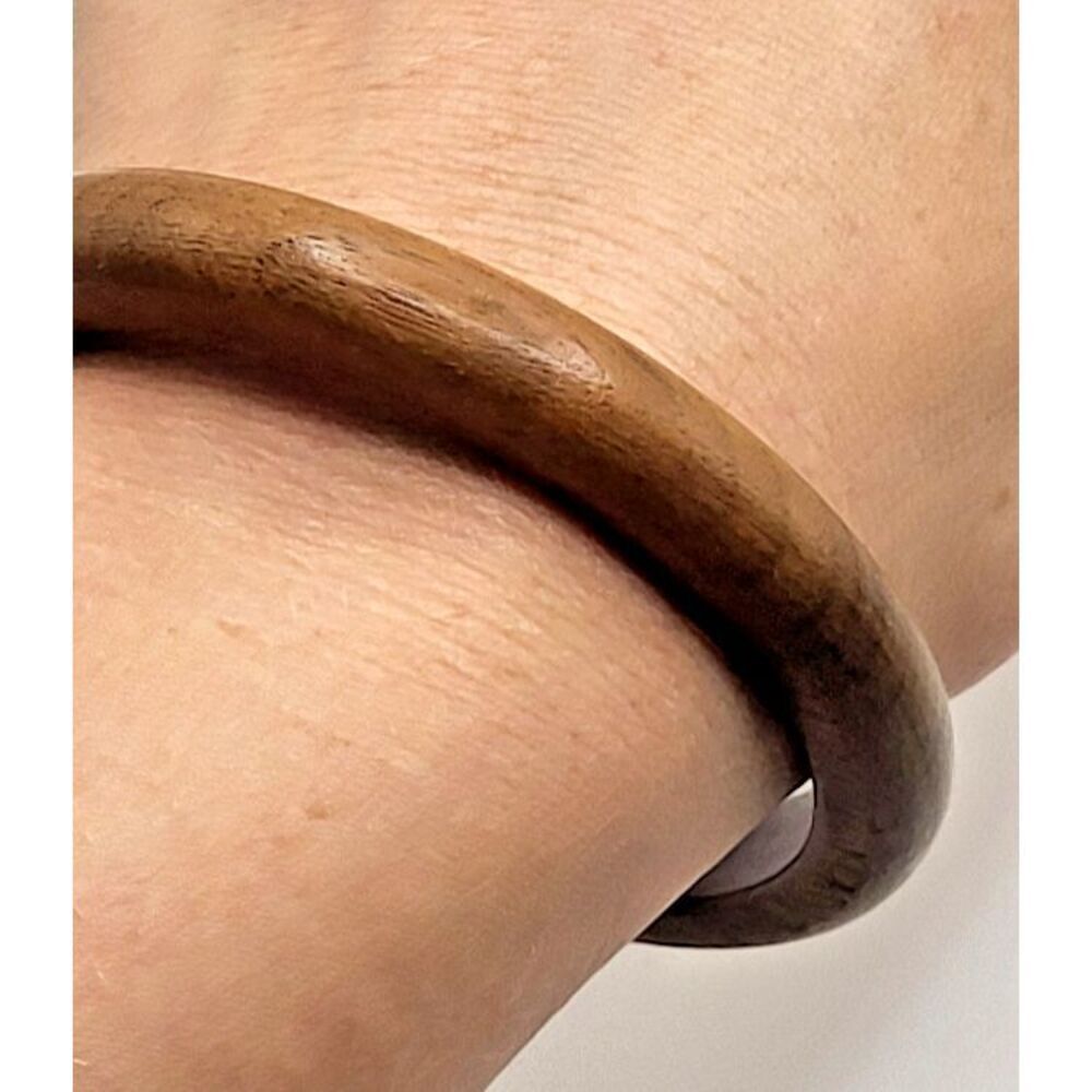 Vintage 60s Wooden Bangle Bracelet 2.5in dia
